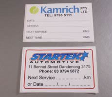 Single Sided Automotive Lube Service Stickers